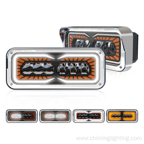 Chiming 16"*7', 12-24v Led projector headlight assembles ,truck light DOT SAE passenger side multifunctional truck headlight